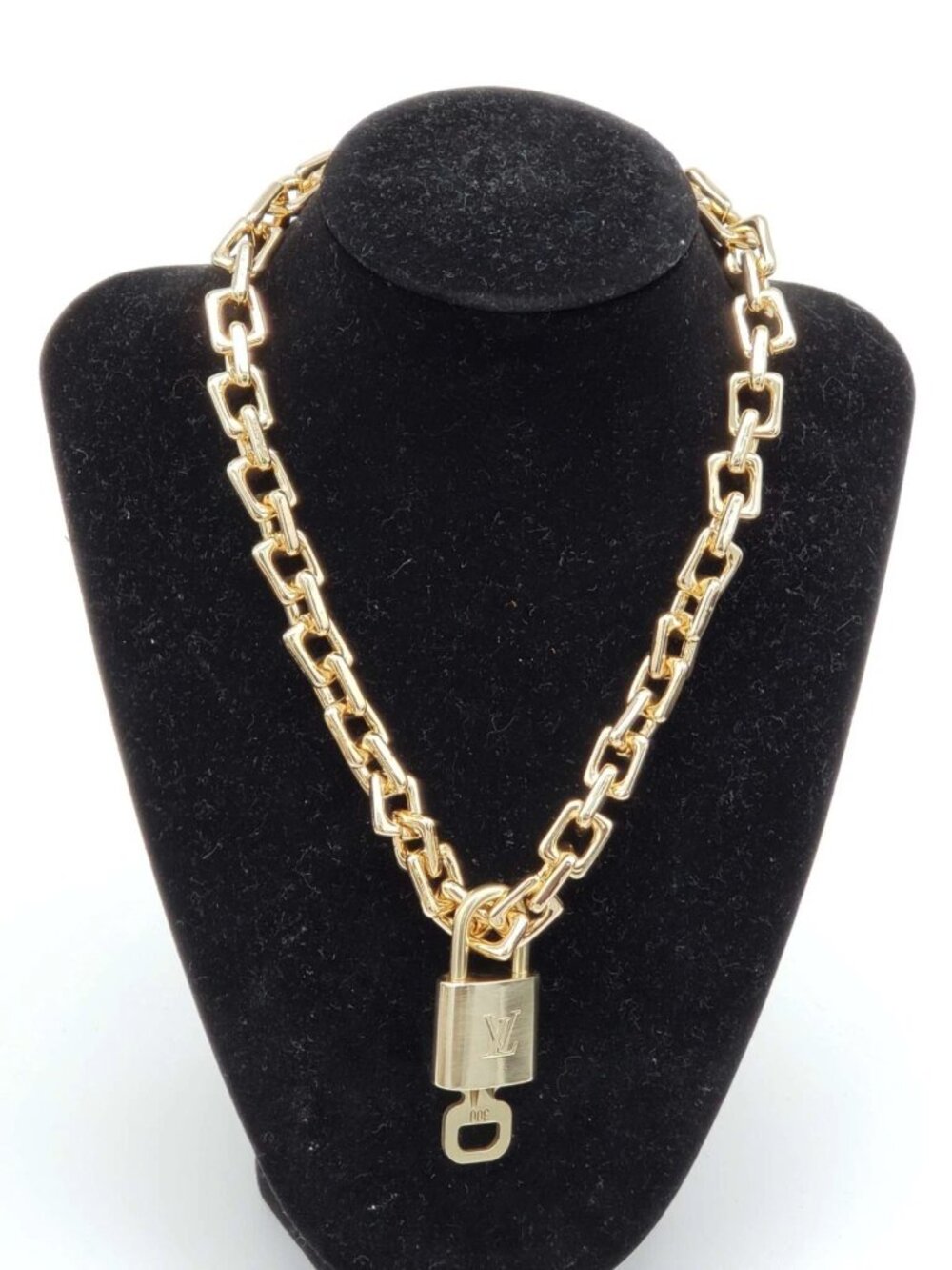 Gold-Plated Necklace with Authentic Louis Vuitton Padlock